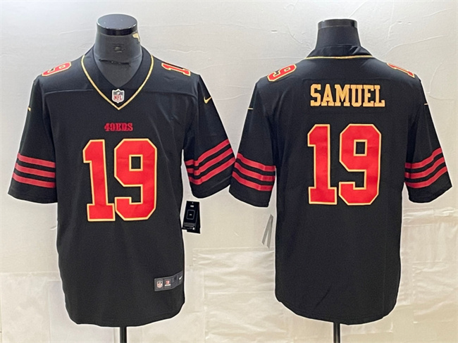 Men's San Francisco 49ers #19 Deebo Samuel Black Gold Football Stitched Jersey